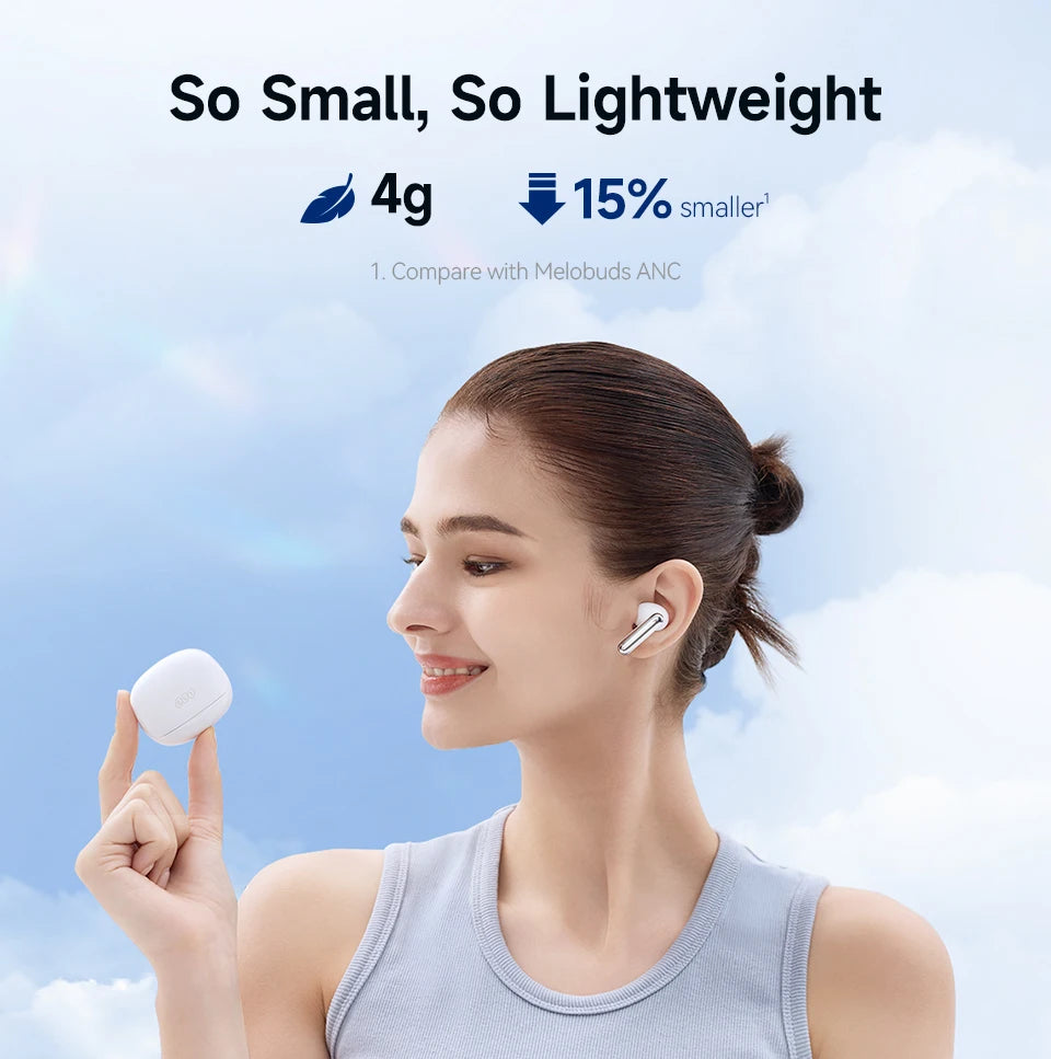 QCY Melobuds N50 Wireless Earphones ANC 6 Mics AI Call Earbuds Bluetooth 5.4 Dual Connection Headphone Transparent Mode