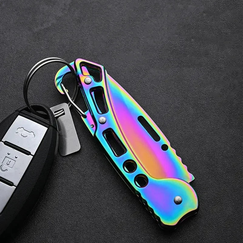 Stainless Steel Keychain Folding Knife Outdoor Carrying Knife Mirror Sharp Pocket Knife Fruit Knife Folding Knife Outdoor Tool