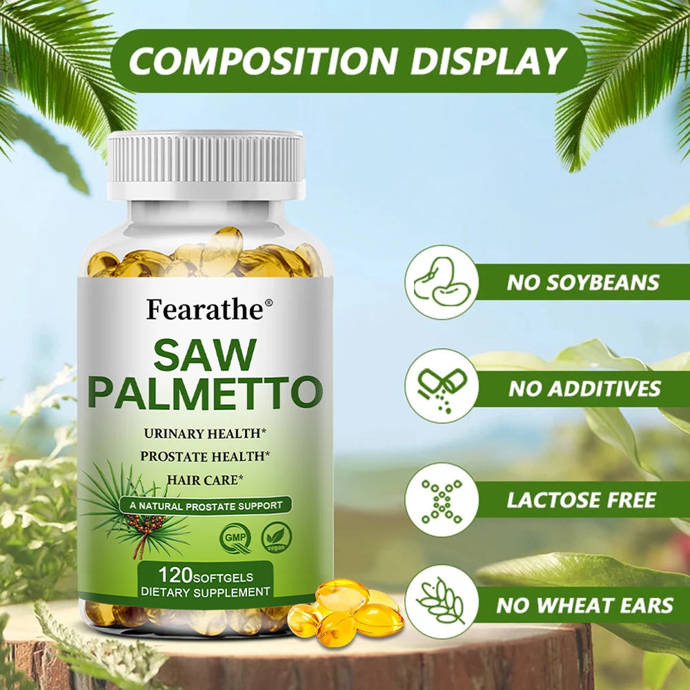 Saw Palmetto 500 mg Prostate Supplements Urinary and Prostate Health, Hair Care and Hair Loss Capsules