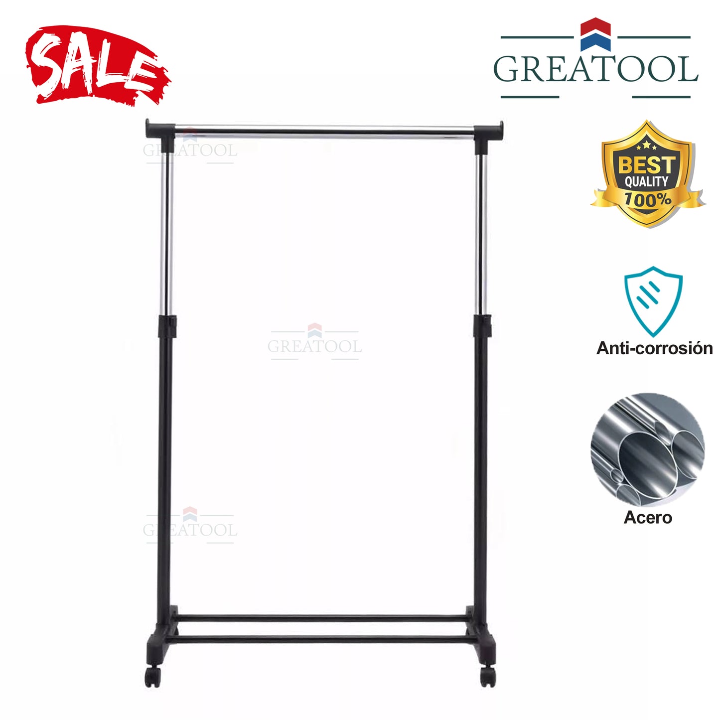 Stand Rack Rack with Wheels and Shelves, Scalable, Cupboards, Large Capacity and Non-Space-Spot Children's Clothing Measured 70x42x145 cm